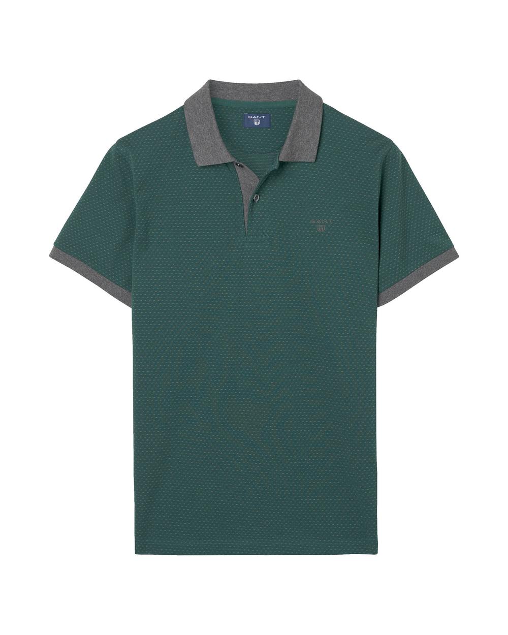 Erkek Yeşil Puantiyeli  Jacquard Rugger Polo