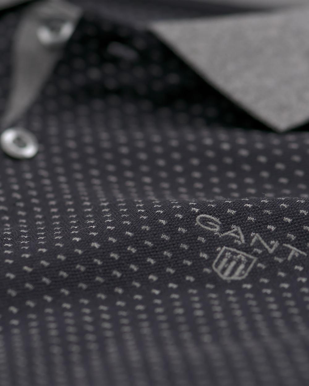 GANT Erkek Siyah Puantiyeli Jacquard Rugger Polo