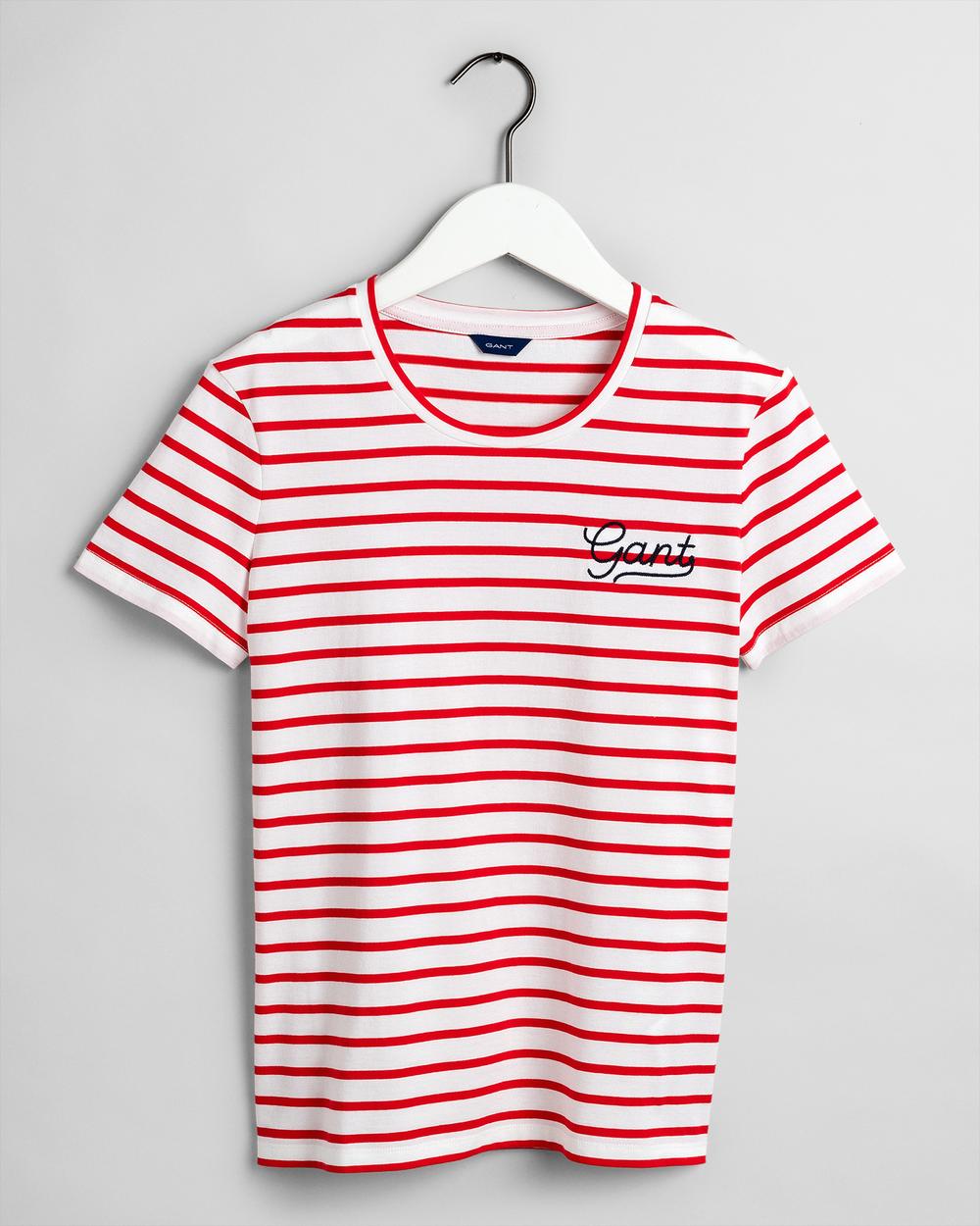 GANT Kadın Kırmızı Çizgili Tshirt