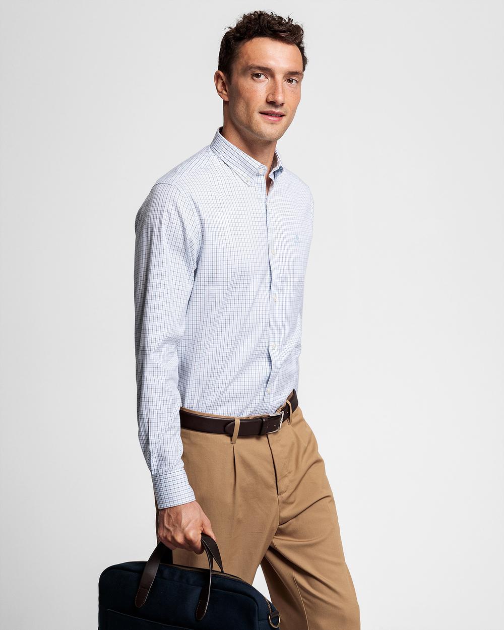 GANT Erkek Mavi Regular Fit Kareli Gömlek