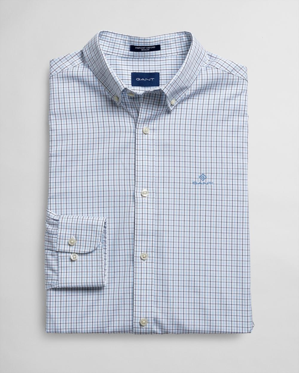 GANT Erkek Mavi Regular Fit Kareli Gömlek