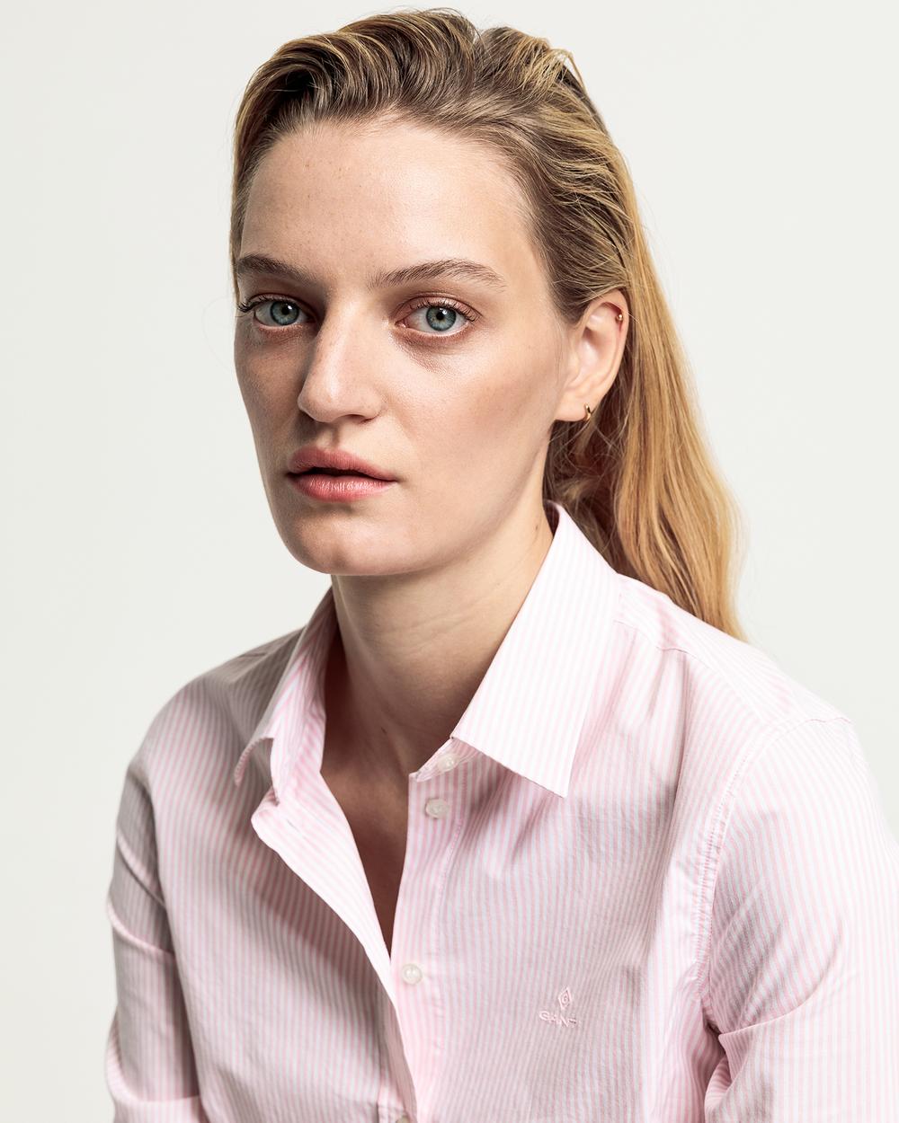 GANT Kadın Pembe Regular Fit Çizgili Gömlek