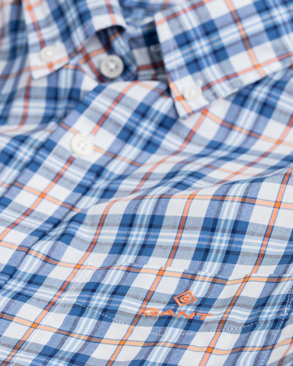 GANT Erkek Mavi Kareli Regular Fit Gömlek