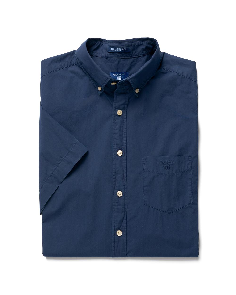 GANT Erkek Lacivert Regular Broadcloth Kısa Kollu Gömlek