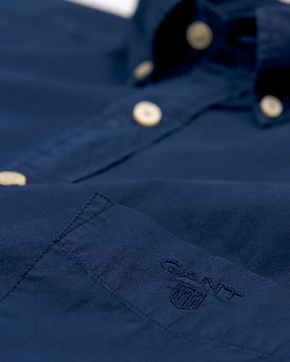 GANT Erkek Lacivert Regular Broadcloth Kısa Kollu Gömlek