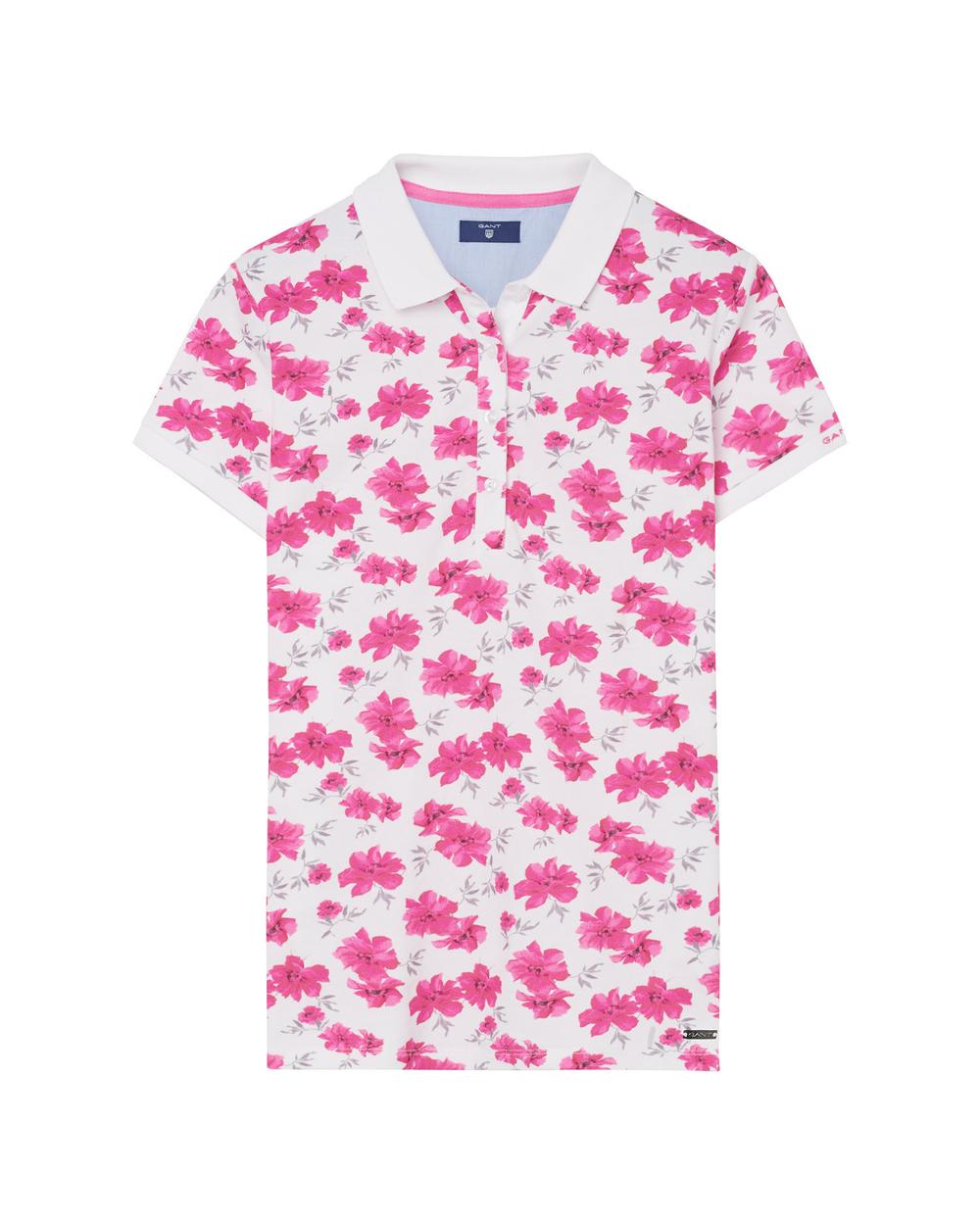 GANT Women's island Flower Pique Short Sleeve Polo