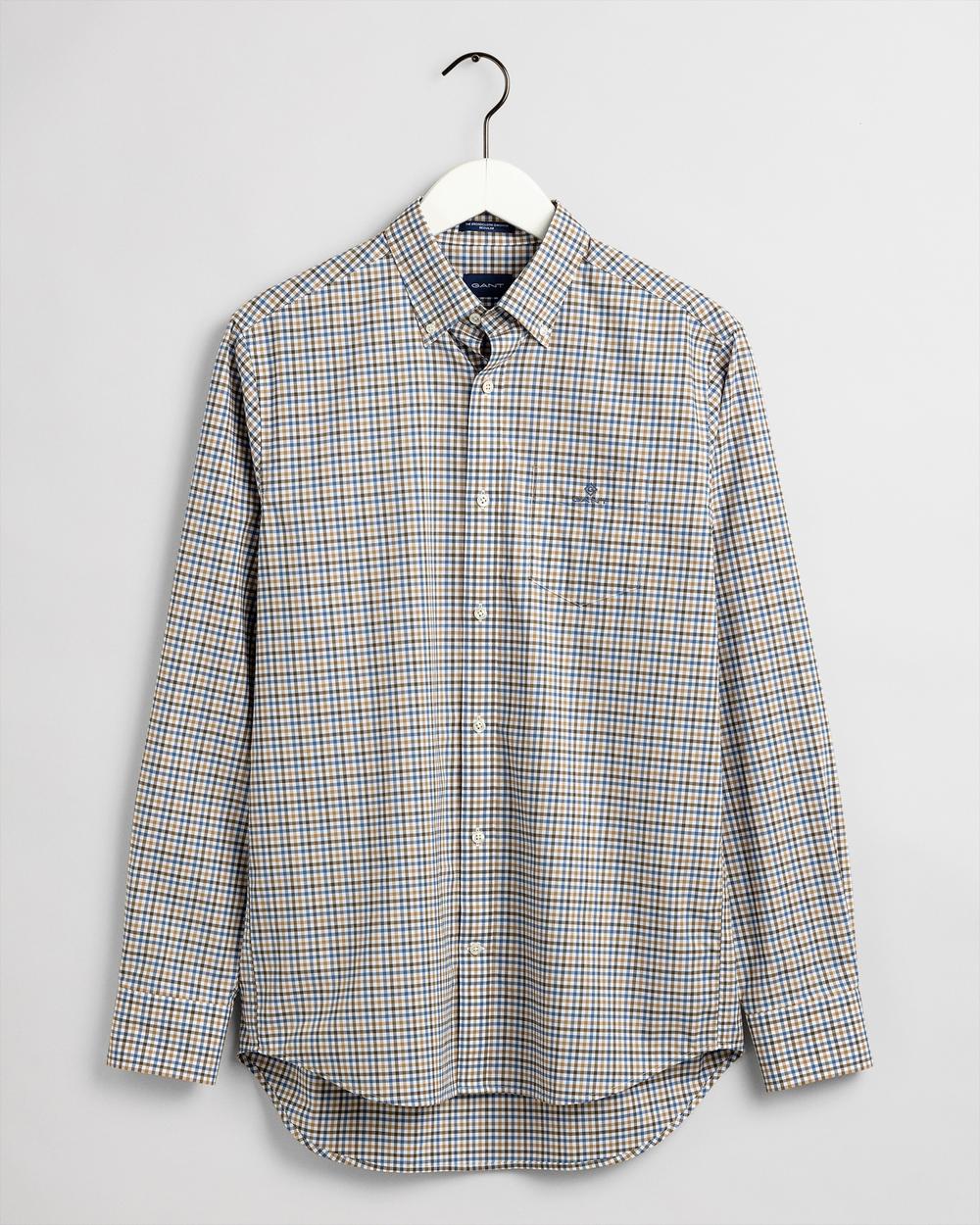 GANT Erkek Mavi Kareli Regular Fit Gömlek
