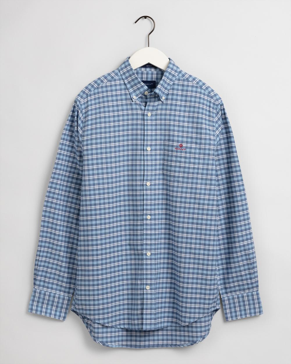 GANT Erkek Mavi Kareli Regular Fit Gömlek