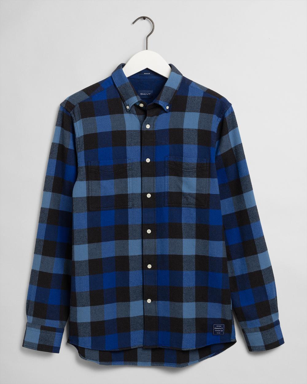 GANT Erkek Mavi Kareli Regular Fit Gömlek