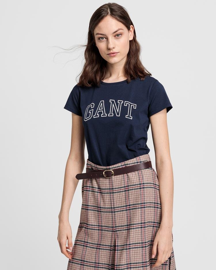 GANT Kadın Lacivert Logo Baskılı T-Shirt
