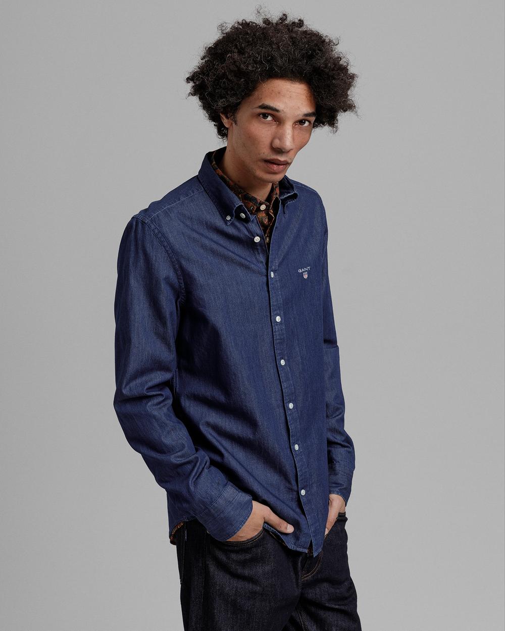GANT Erkek İndigo Slim Fit Gömlek