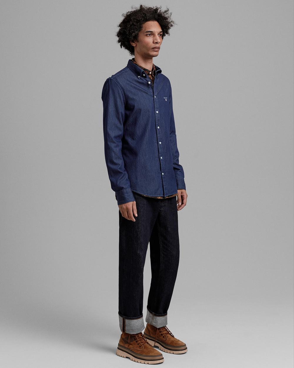 GANT Erkek İndigo Slim Fit Gömlek