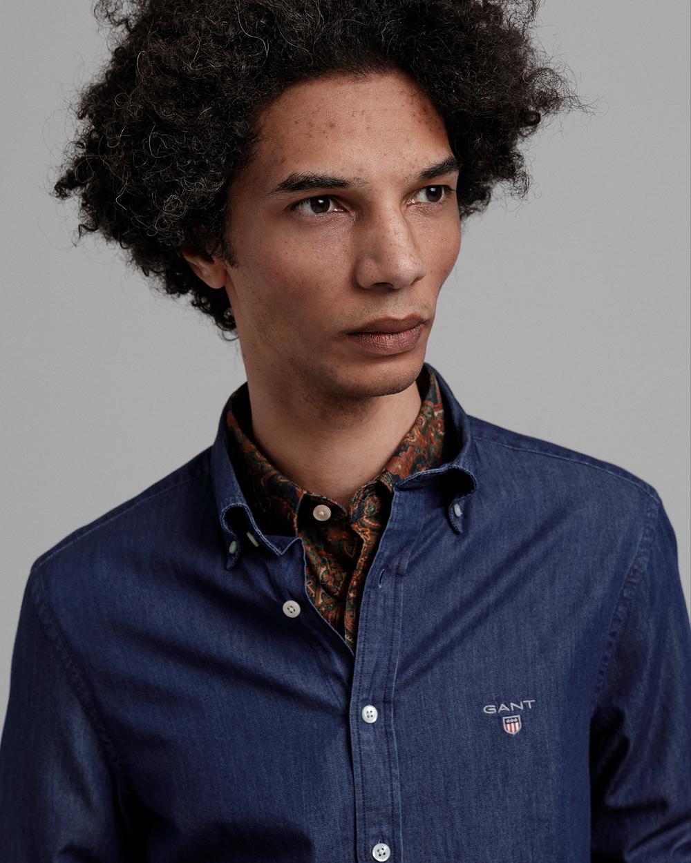 GANT Erkek İndigo Slim Fit Gömlek