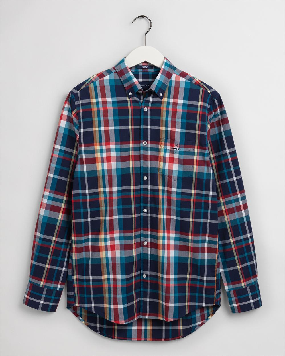 Gant Erkek Kareli Mavi Regular Fit Tech Prep Gömlek