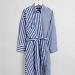 GANT Kadın Mavi Çizgili Tech Prep Elbise