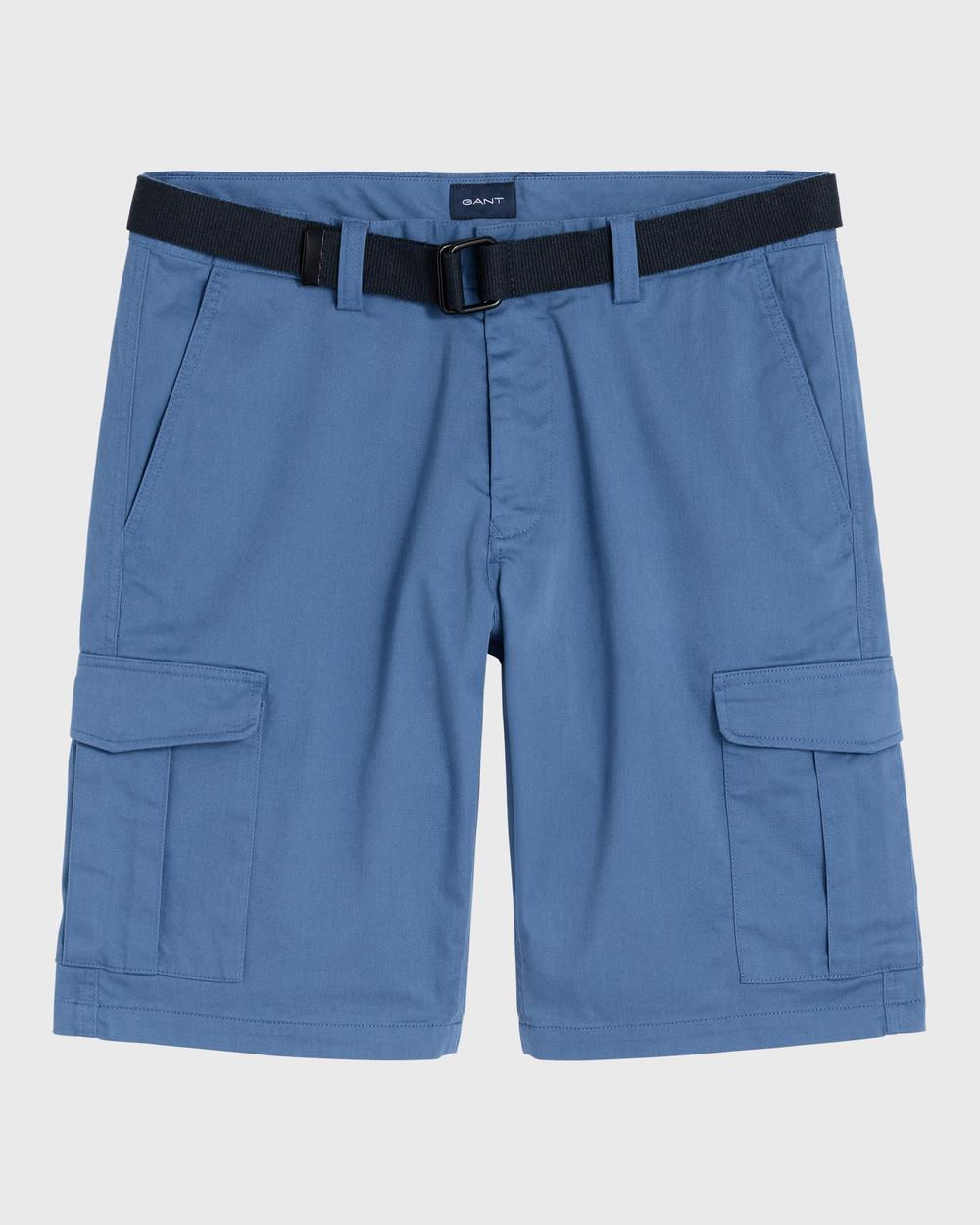 GANT Erkek Mavi Relaxed Fit Tech Prep Kemerli Şort