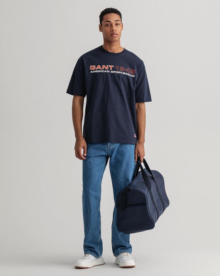 GANT Erkek Lacivert Relaxed Fit Retro Logo T-Shirt
