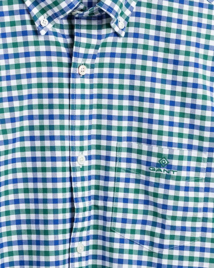 Gant Erkek Yeşil Regular Fit Düğmeli Yaka Kareli Gömlek