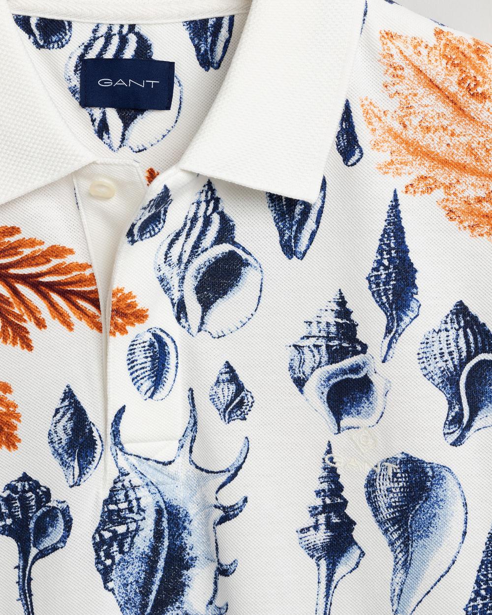 GANT Erkek Beyaz Desenli Regular Fit Polo