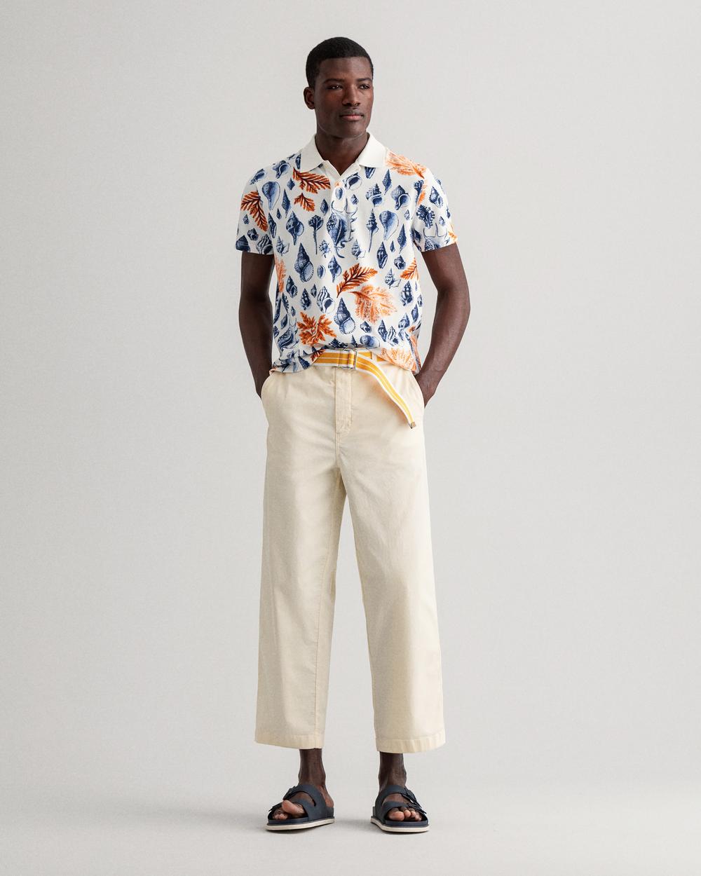 GANT Erkek Beyaz Desenli Regular Fit Polo
