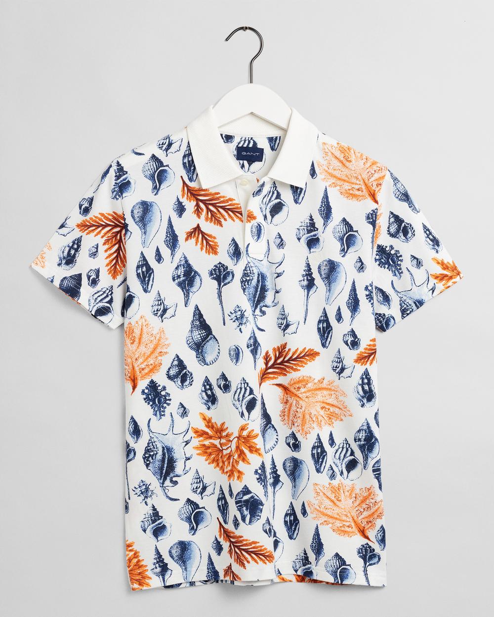 GANT Erkek Beyaz Desenli Regular Fit Polo