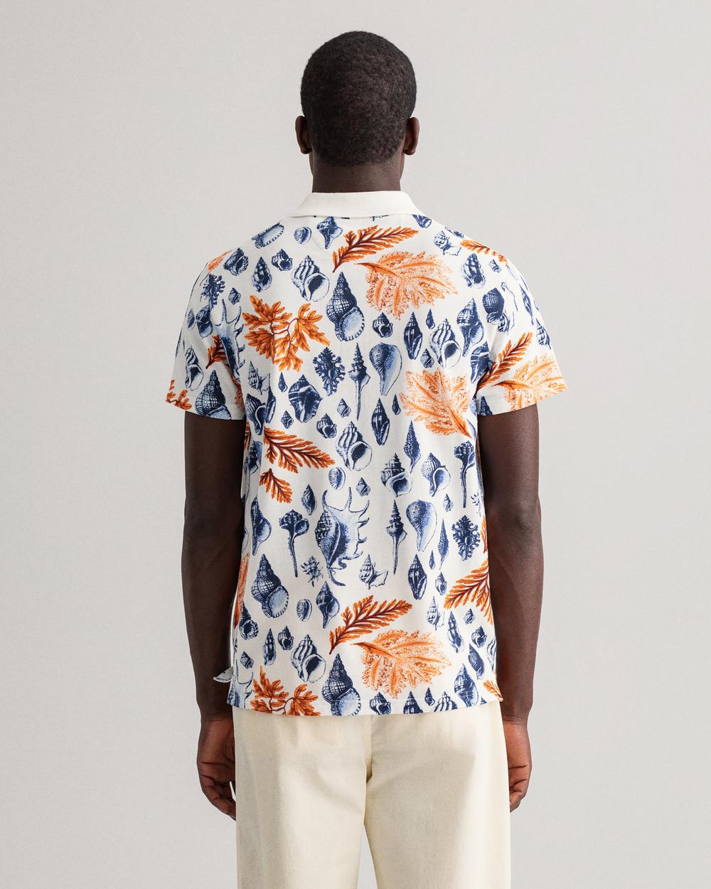 GANT Erkek Beyaz Desenli Regular Fit Polo