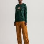 GANT Erkek Yeşil Baskılı Uzun Kollu T-shirt