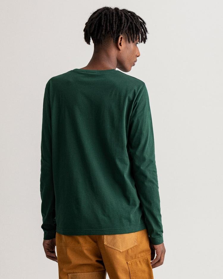 GANT Erkek Yeşil Baskılı Uzun Kollu T-shirt