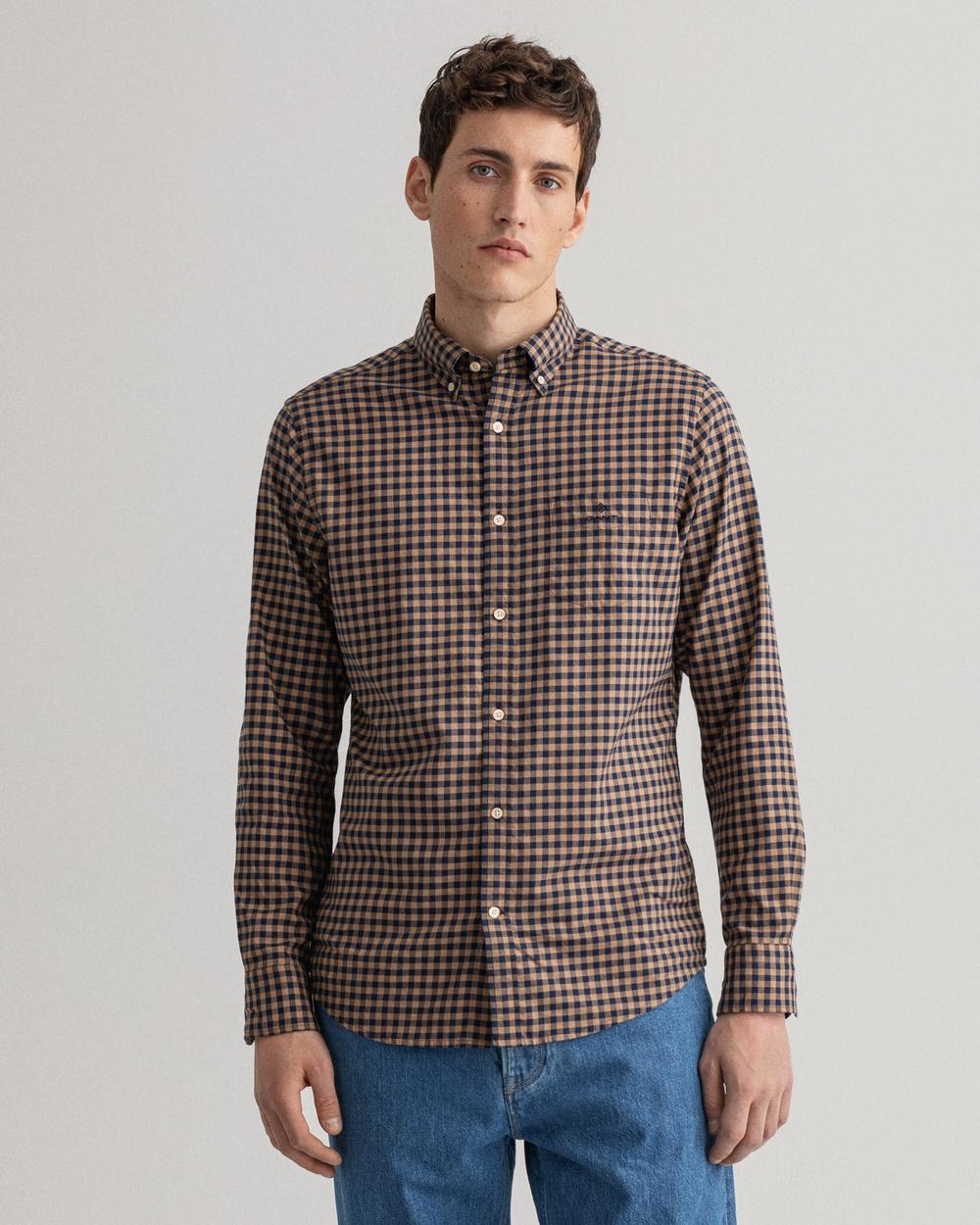 GANT męska koszula z diagonalu Regular Fit w kratę Buffalo Winter