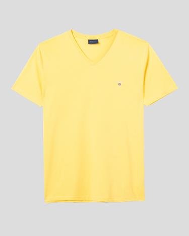Gant Erkek Sarı Slim Fit V Yaka T-Shirt