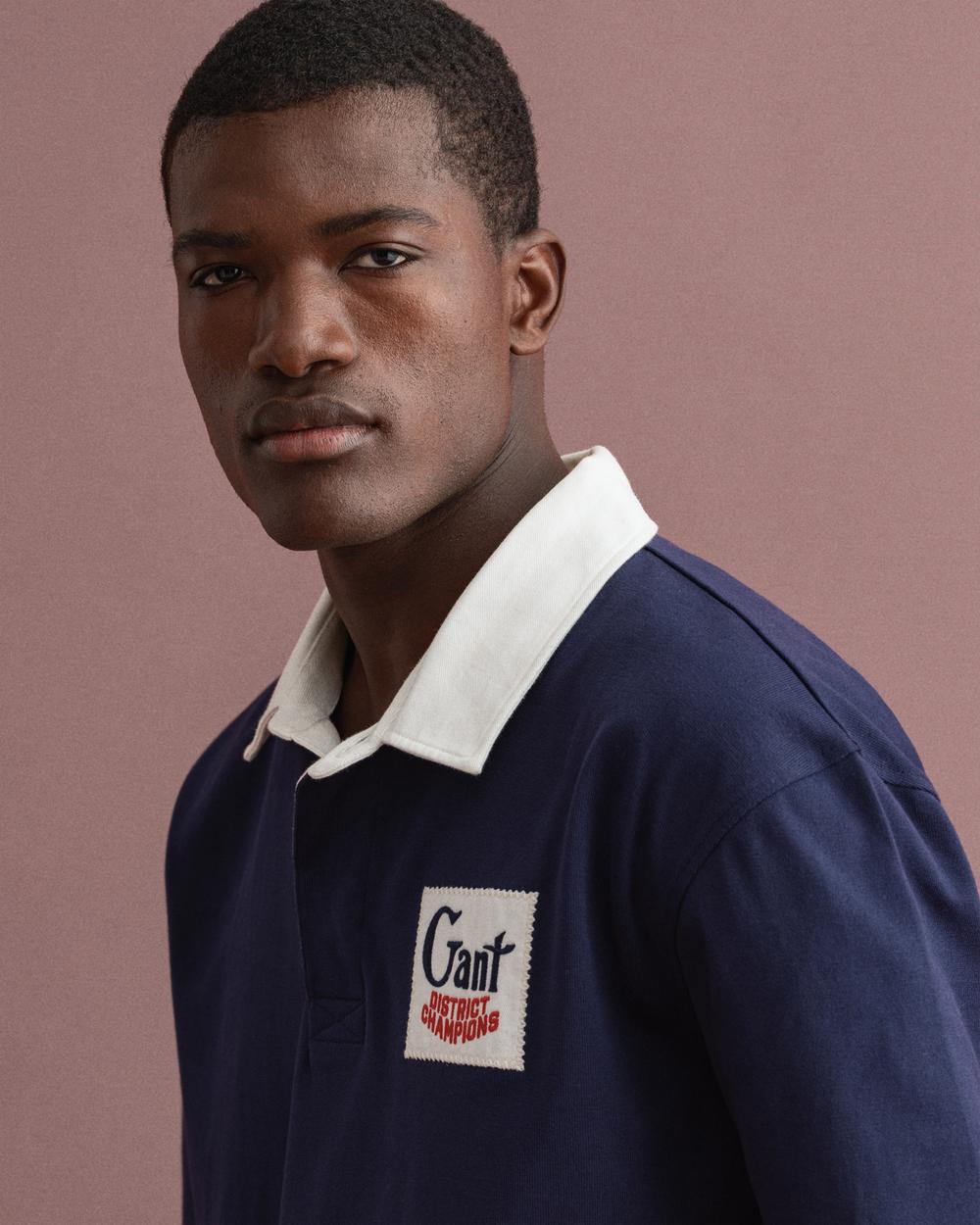 GANT Erkek Lacivert Baskılı Relaxed Fit Polo