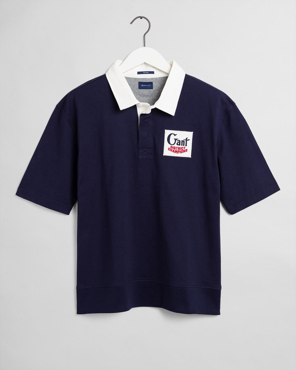 GANT Erkek Lacivert Baskılı Relaxed Fit Polo