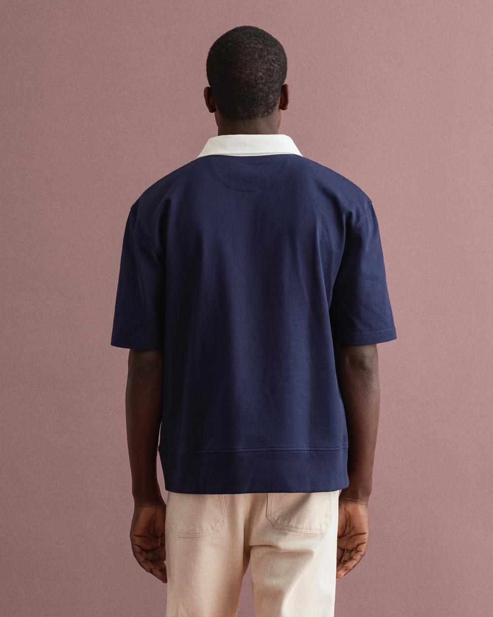 GANT Erkek Lacivert Baskılı Relaxed Fit Polo
