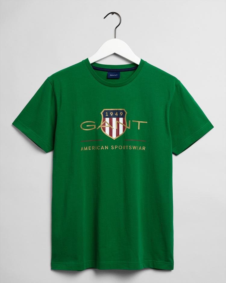 GANT Erkek Yeşil Regular Fit Logolu T-shirt