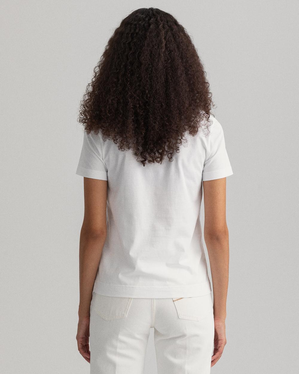 Gant Kadın Beyaz Relaxed Fit Logolu T-shirt