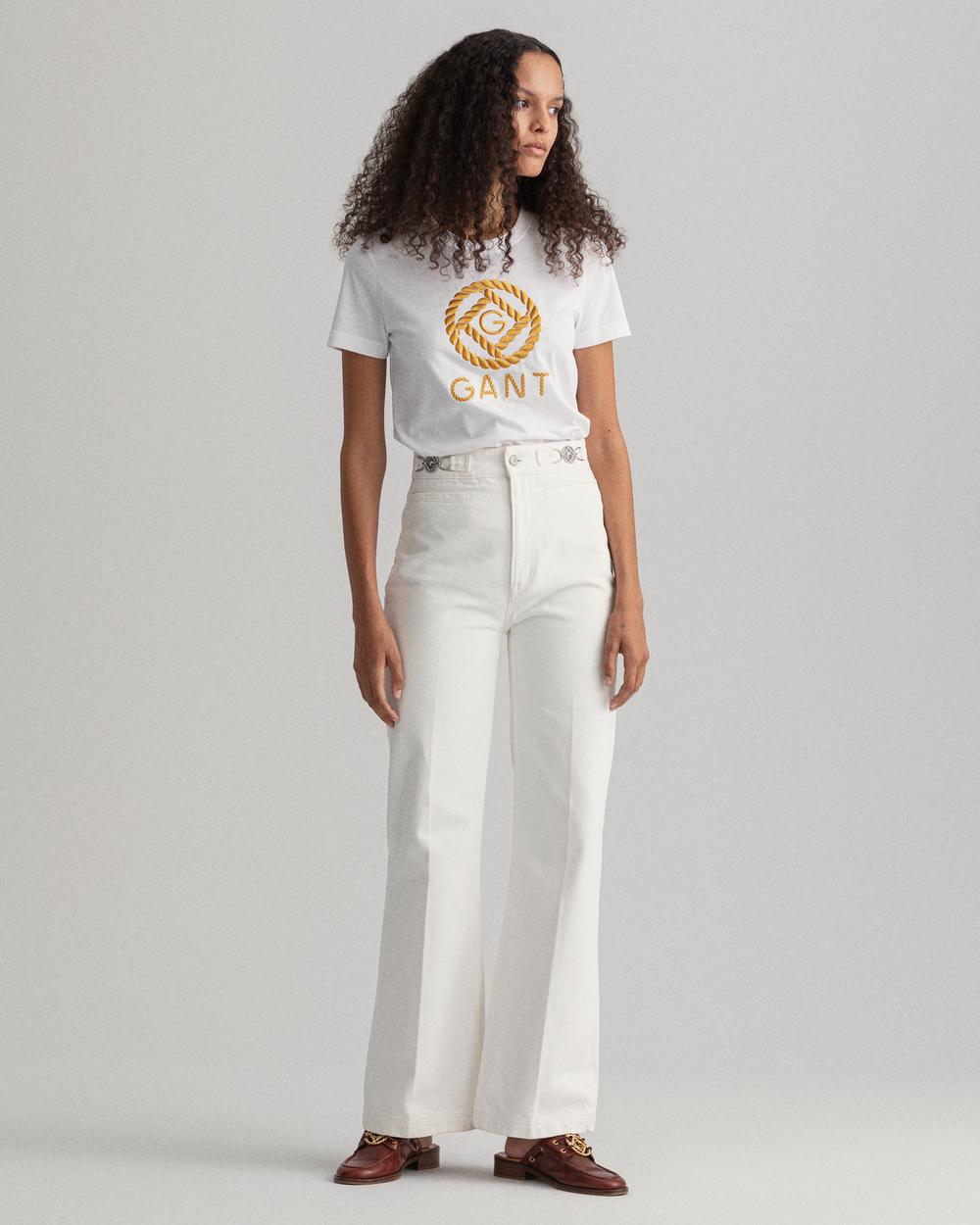 Gant Kadın Beyaz Relaxed Fit Logolu T-shirt