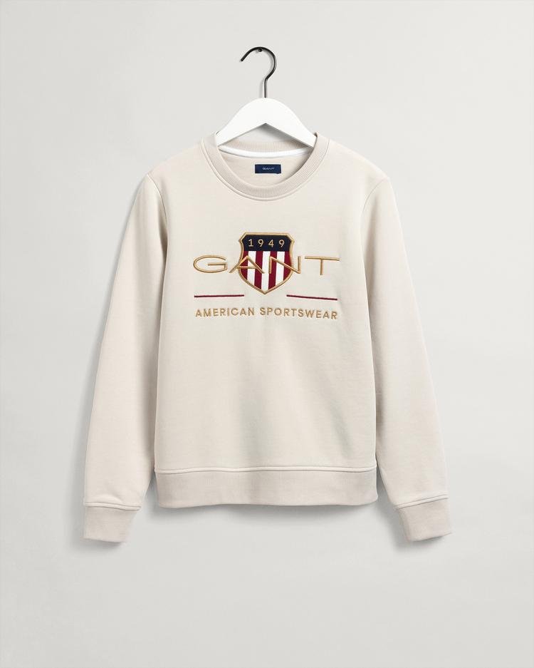 GANT Kadın Krem Regular Fit Logolu Sweatshirt