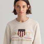 GANT Kadın Krem Regular Fit Logolu Sweatshirt