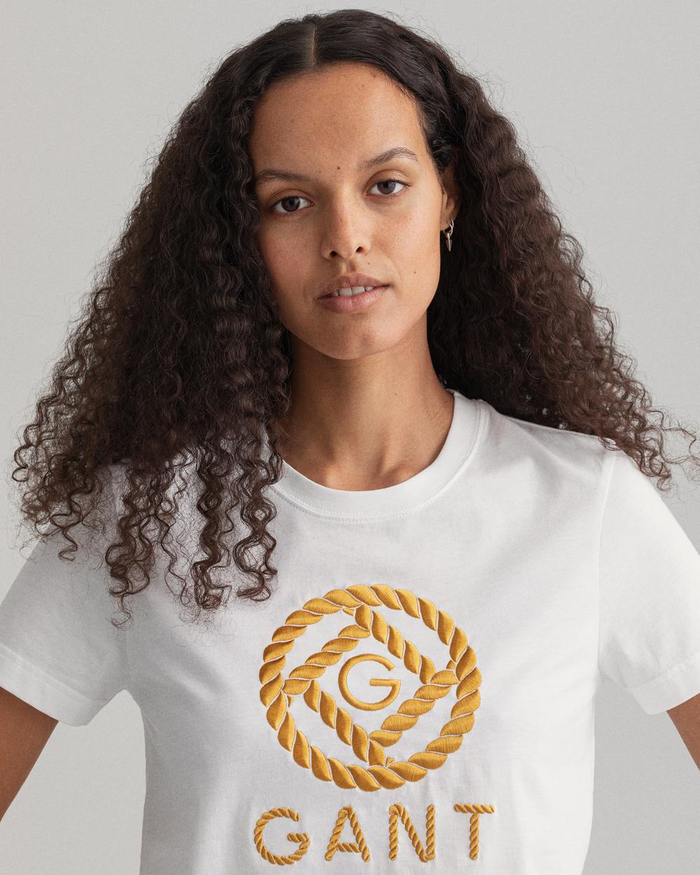 Gant Kadın Beyaz Relaxed Fit Logolu T-shirt