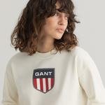 Gant Kadın Beyaz Relaxed Fit Bisiklet Yaka Logolu Sweatshirt