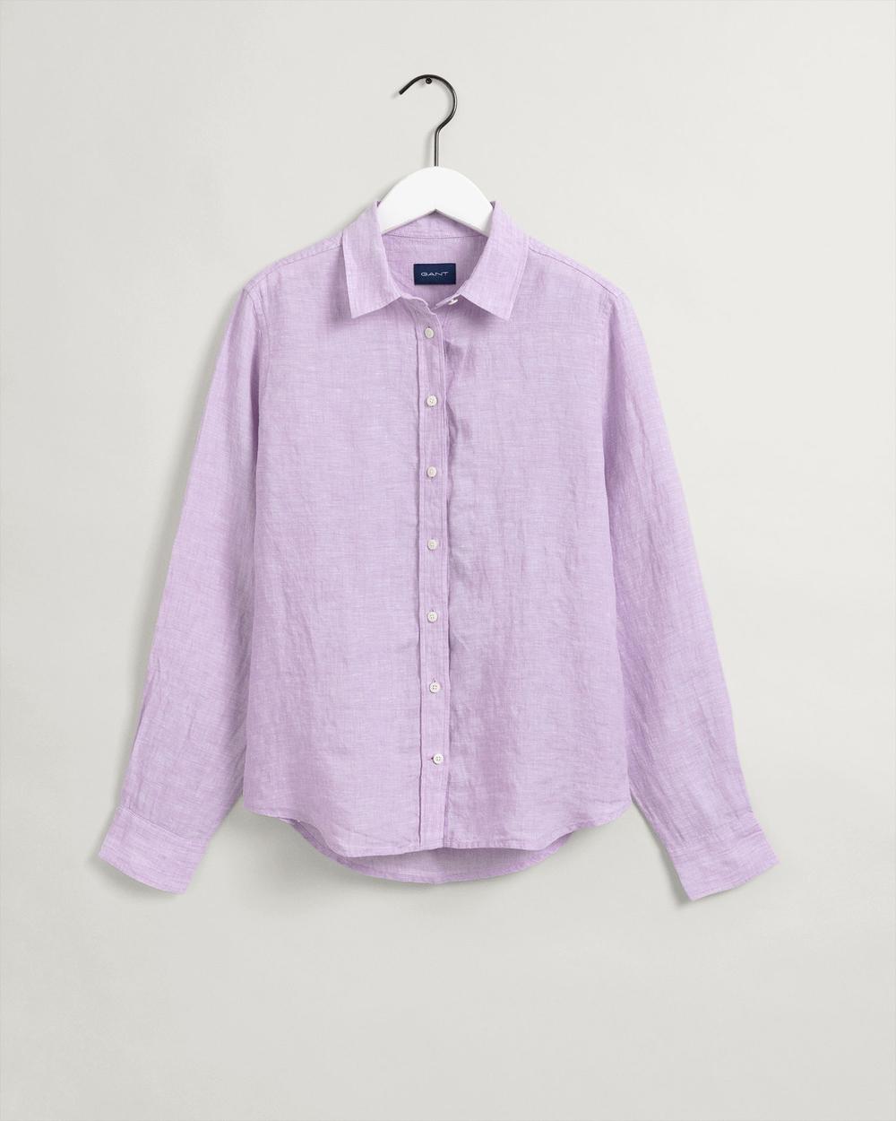 Gant Kadın Mor Regular Fit Düğmeli Yaka Keten Gömlek