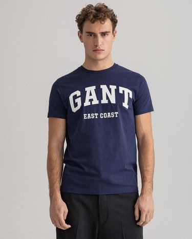 GANT Erkek Lacivert Regular Fit Logolu T-shirt