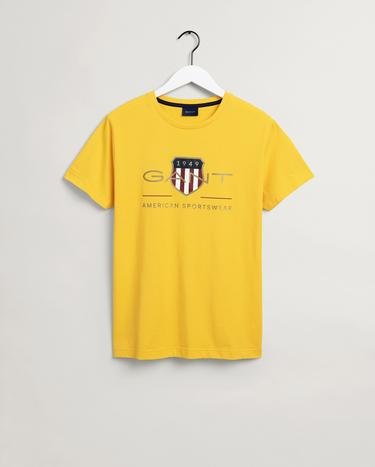 GANT Erkek Sarı Regular Fit Logolu T-shirt