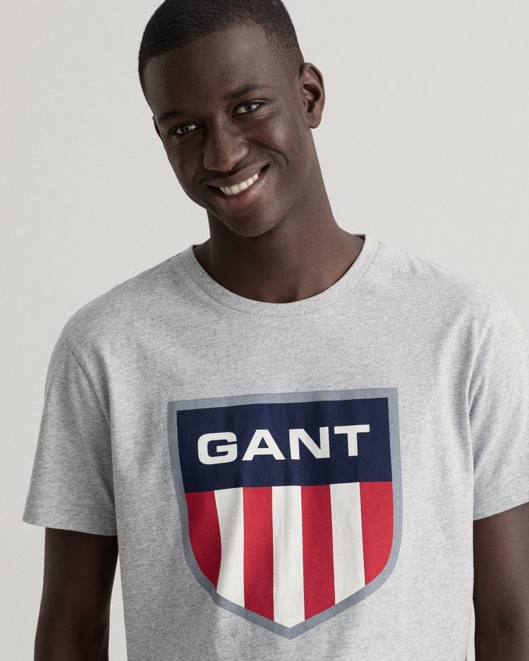GANT Erkek Gri Regular Fit Logolu T-shirt
