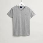 GANT Erkek Gri Slim Fit V Yaka T-Shirt
