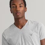 GANT Erkek Gri Slim Fit V Yaka T-Shirt