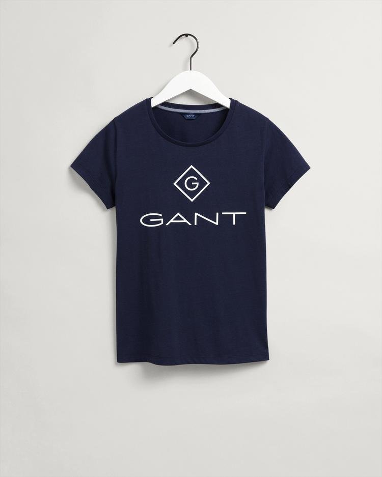 GANT Kadın Lacivert Regular Fit Baskılı T-shirt