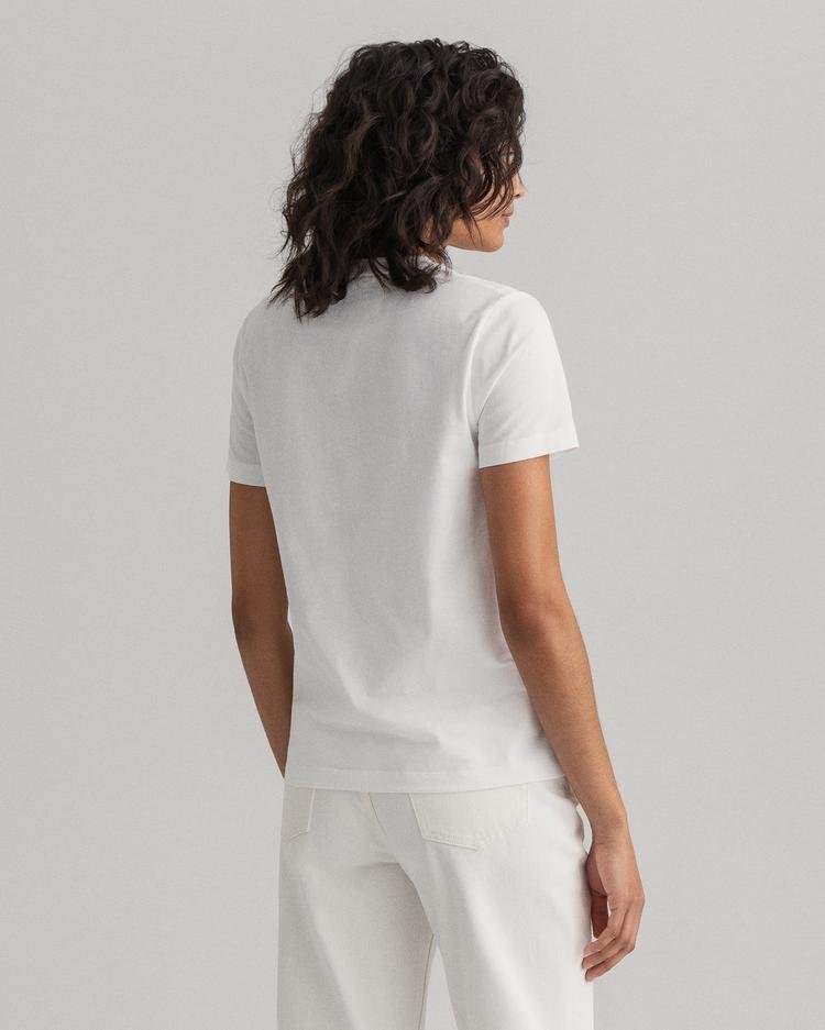 GANT Kadın Beyaz Relaxed Fit Logolu T-shirt