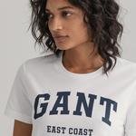 GANT Kadın Beyaz Relaxed Fit Logolu T-shirt
