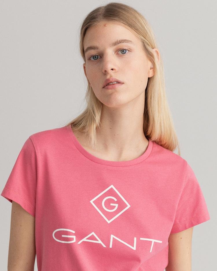 GANT Kadın Pembe Regular Fit Logolu T-shirt